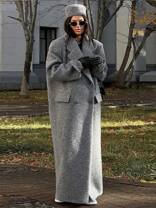 Solid Warm Elegant Women Coat Turn-down Collar Long Sleeve Jacket Casual Winter Autumn Long Outerwears Lady Fashion Loose Coats