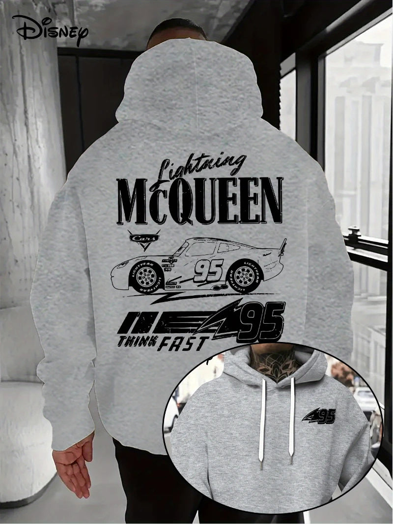 Disney Motors Lightning McQueen Hoodie - Official Movie No. 95 Pullover Sweatshirt Men's Machine Washable Pullover