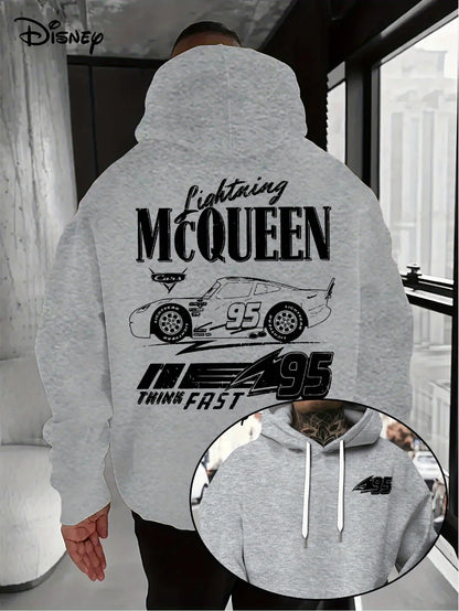 Disney Motors Lightning McQueen Hoodie - Official Movie No. 95 Pullover Sweatshirt Men's Machine Washable Pullover