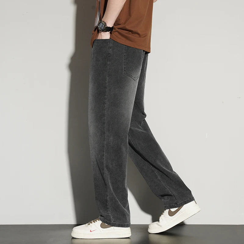 2025ss Autumn 190cm Big Tall Men Stretch Pants Extra Long Length 115cm Pants Large Size Straight-leg Jeans Sports Leisure Clothi