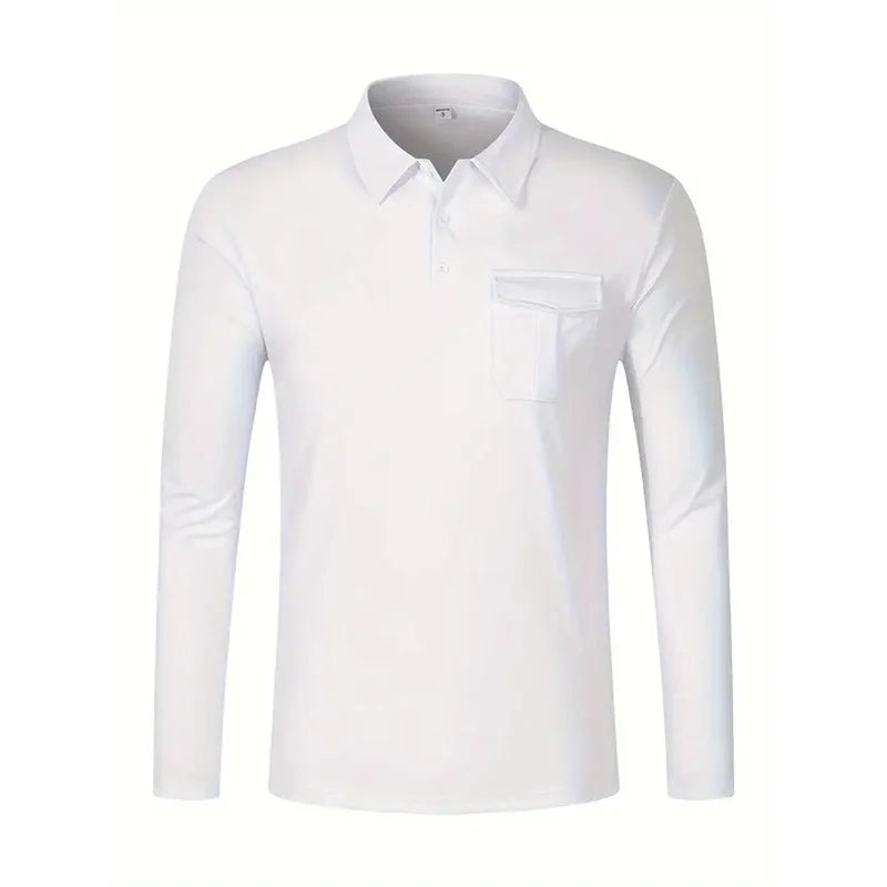 Spring and Autumn Men's Polo Shirt Lapel Pocket T-shirt Men's Business Casual Long sleeved European and American Plus Size