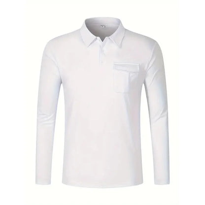 Spring and Autumn Men's Polo Shirt Lapel Pocket T-shirt Men's Business Casual Long sleeved European and American Plus Size