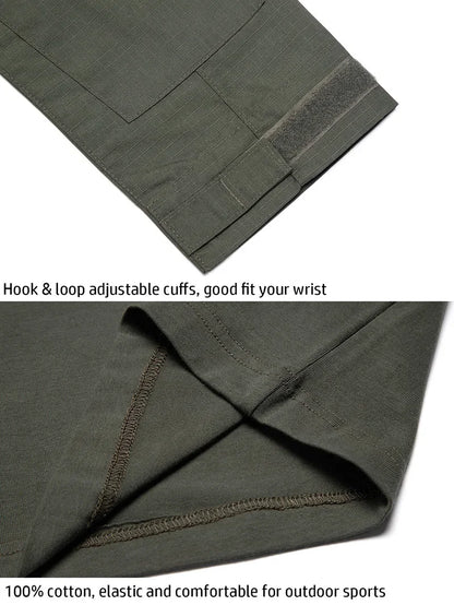 Men's Outdoor Tactical Shirts Long Sleeve Outfit Combat Shirt 1/4 Zipper Ripstop Tops Workwear pullover Camo Airsoft T-Shirts