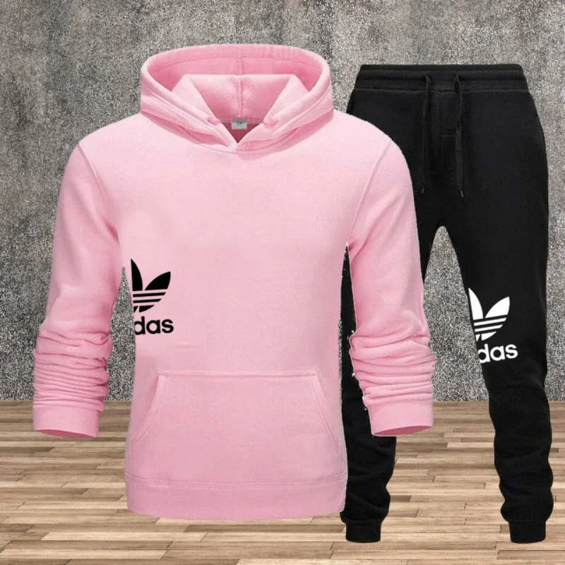 Autumn and winter hooded sweatshirt, pullover and casual pants fitness two-piece men's fashionable jogging sports set