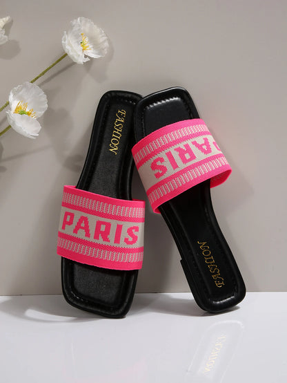 Fashionable Classic Simplicity Sandals Slides Women New Slippers Cloth Cover Letter Outdoor Casual Flat Bottom Slippers Women