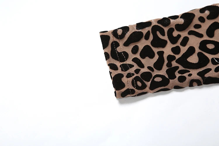 Nibber See Through Sexy Leopard Mesh Jumpsuit Women Sexy Hipster Zip Stretch Midnight Workout Autumn Fitness Street Overalls