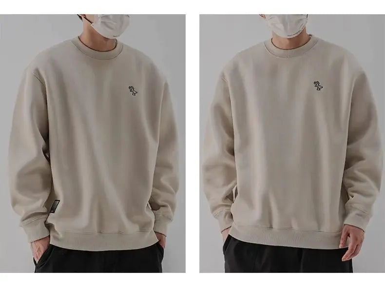 Heavy Sweatshirt Men's Autumn Trendy Embroidered American Long-sleeved Base Top Round Neck Loose Pullover