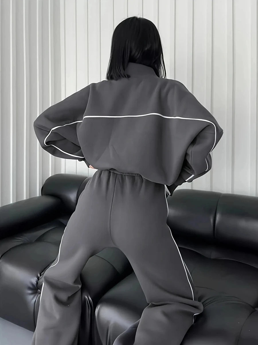 Two Piece Sets Pant Set Tracksuit Women Jogger Y2k Sweatshirts Autumn Winter Sports Elastic Waist Streetwear Pants Matching Sets