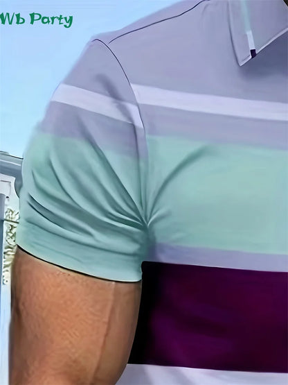 Striped Print Men's Shirts Fashion T shirt Men Simple Men's Clothing Lapel Shirts for Men Men's Clothing 2024 Mens Polo Shirts