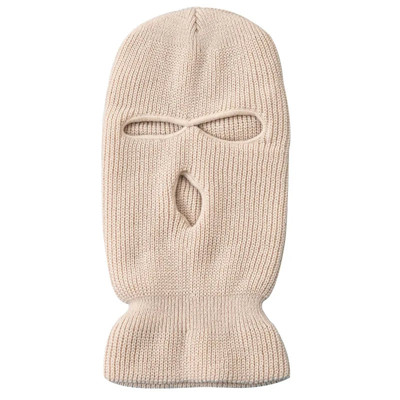 Windproof Full Face Knit Hats Custom SkiMask Men Warm Wool Balaclava embroidery Winter hats Knitted 3 Holes Ski Mask