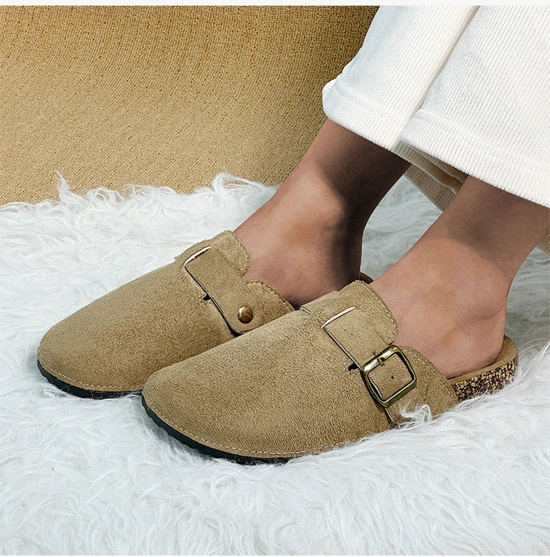 Women's Casual Closed Toe Flip-flops Summer Outdoor Slippers Couple's Flannel Sandals Comfortable Non-slip Wear-resistant Slides