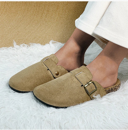 Women's Casual Closed Toe Flip-flops Summer Outdoor Slippers Couple's Flannel Sandals Comfortable Non-slip Wear-resistant Slides