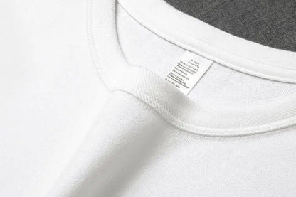 Heavyweight Impermeable 300g Carbon Matte Pure Cotton Thick Short Sleeved T-shirt Men and Women Pure White Simple Base Shirt