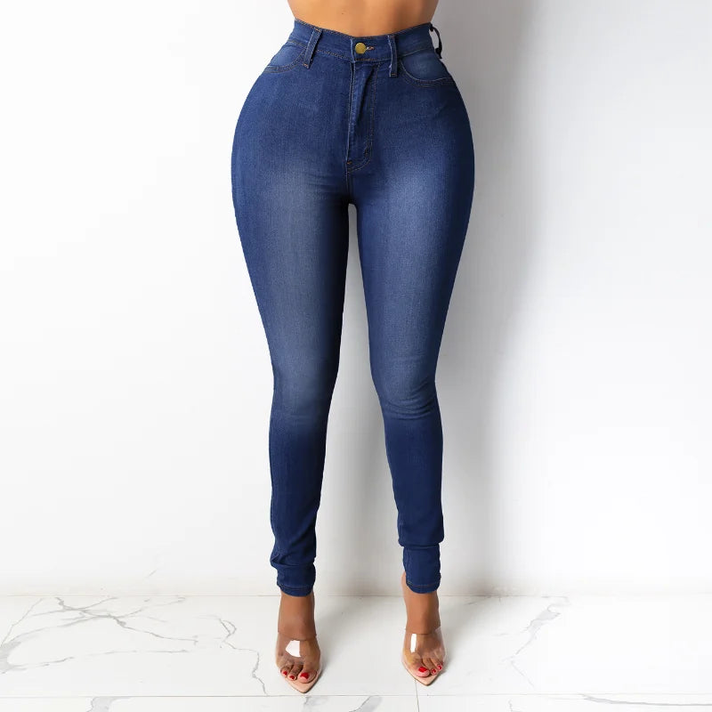 Fashion Skinny Pencil Pants Women's Casual Slim High Waist Straight Leg Denim Pants 2025 & 2026 Autumn New Lady High Street Trousers