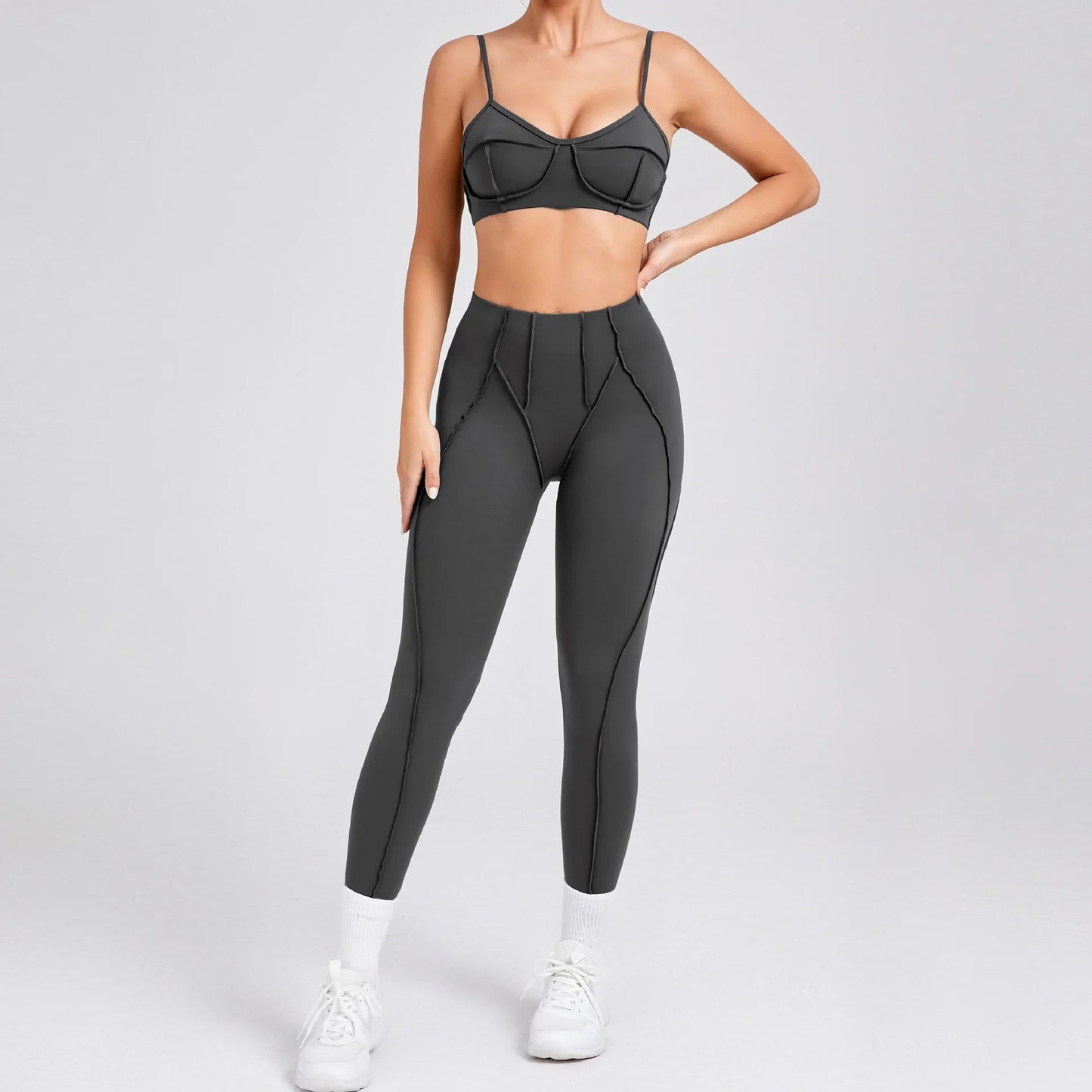 Yoga Fitness Sports Sets High Waist Hip-lifting Shorts Open Back Bra Suit Casual Running Workout Gym Leggings Sexy Set for Women