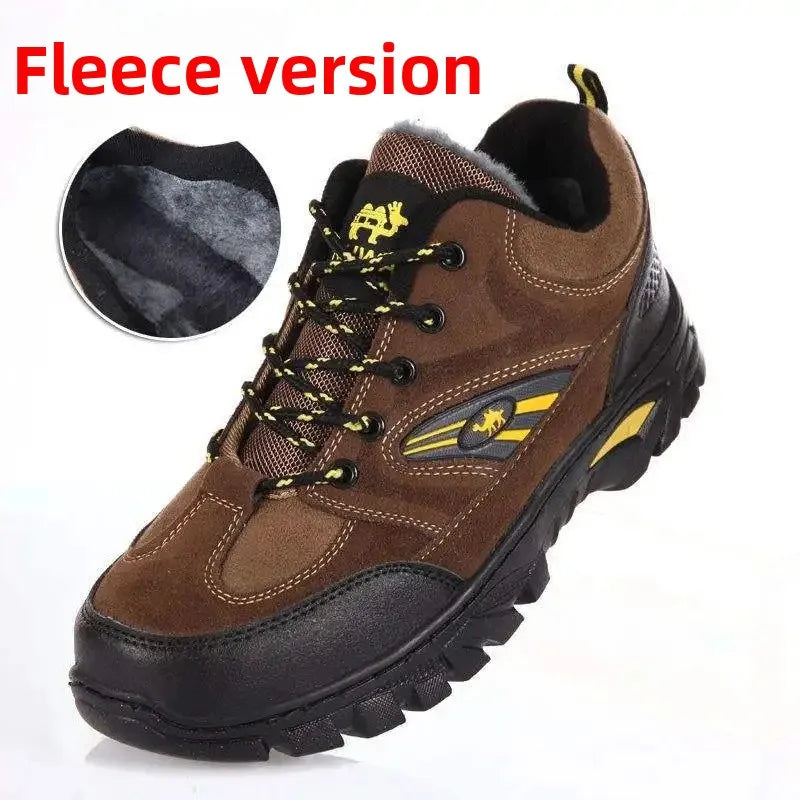Men's Winter Fleece Lined Cotton Climbing Shoes Outdoor Casual Travel Work Shoes Anti Slip Warm Rubber Sole Ankle Length Boots