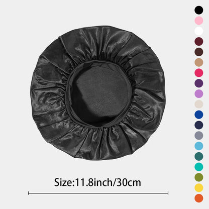 Women Satin Bonnet Hair Bonnet for Sleeping Hair Care Silk Bonnets Solid Wide-brimmed Sleeping Hat with Elastic Soft Band