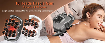 Fascia Massage Gun High frequency Body Neck Shoulder Back Waist Massager Professional Muscle Massage Machine 16-Head Fascia Gun