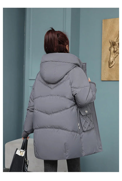 New Winter Women Jacket Coats Long Parkas Female Down Cotton Hooded Overcoat Thick Warm Jackets Windproof Female Outerwear