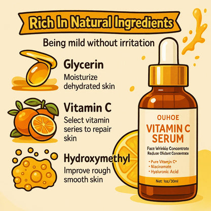 Vitamin C Wrinkle Remover Face Serum Lifting Firming Fade Fine Lines Anti-aging Essence Whitening Brighten Nourish Skin Care