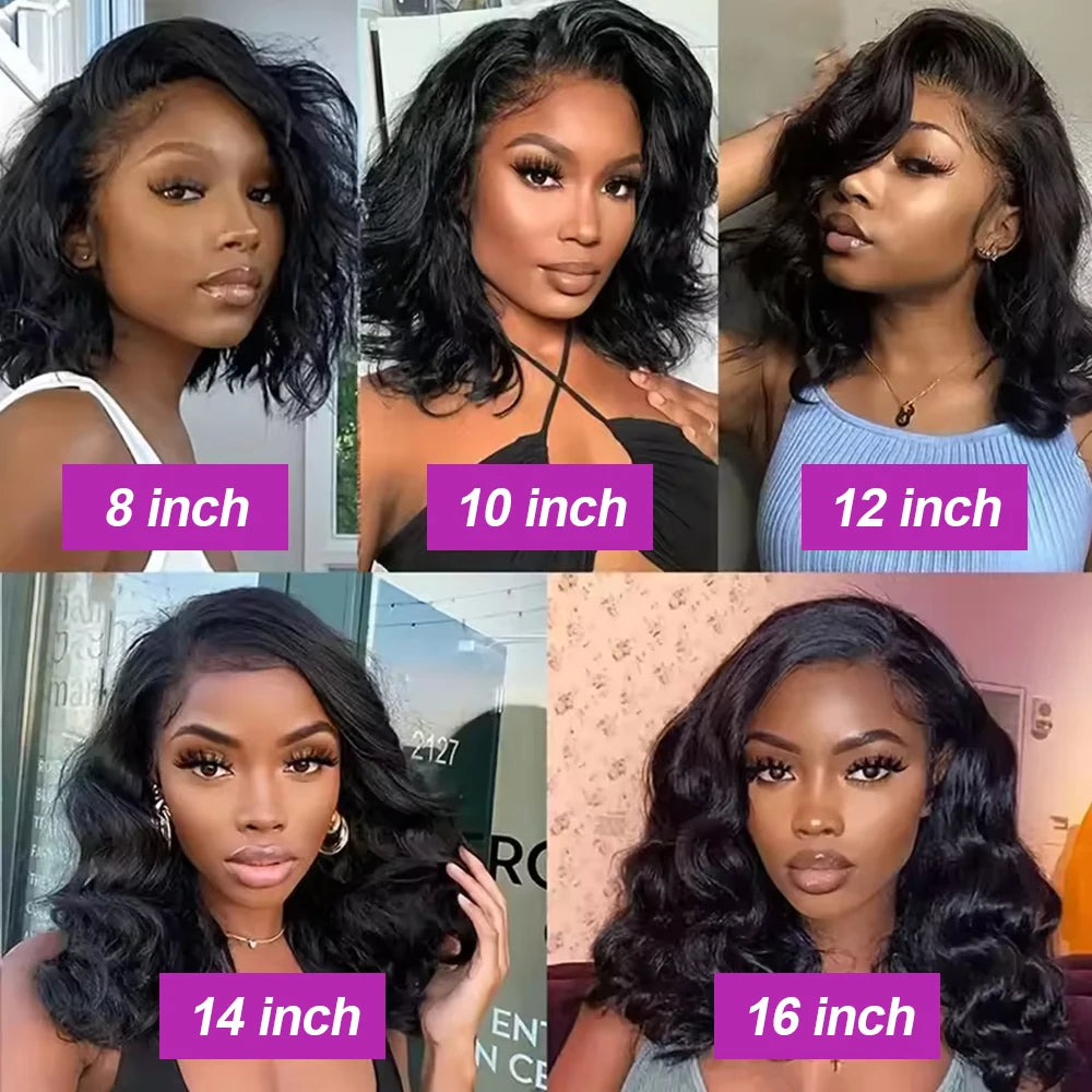 Body Wave Short Bob Wigs Brazilian Loose Water Wave 13x6 Hd Lace Front Wig 100% Glueless Human Hair 7x5 Closure Wig PrePlucked