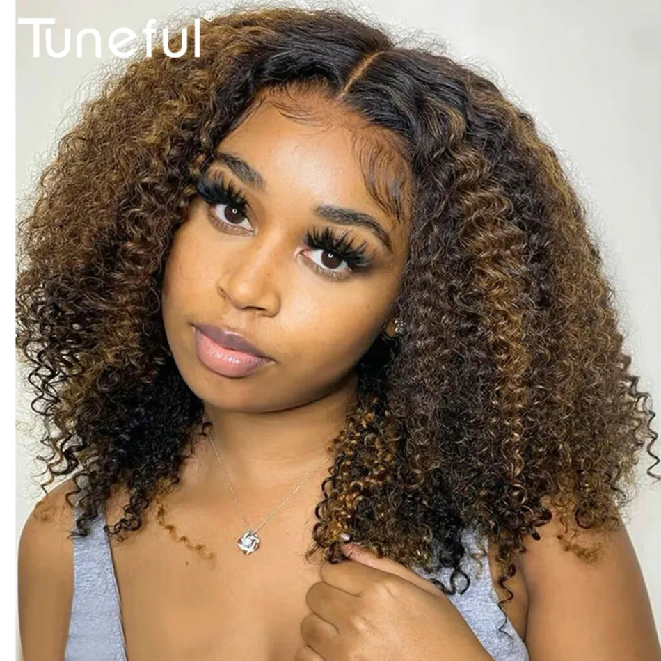 NEW 10A 6x5 Glueless Lace Human Hair Wigs Ready To Wear And Go Short Curly Ombre Highlights Brown Blonde Ginger 99J Colored Wigs
