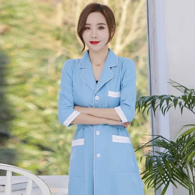 Beauty Salon Work Wear High Quality Spa Uniforms Tattooist Work Clothing Lab Coat Summer Purple Long Sleeve Scrubs Uniform New