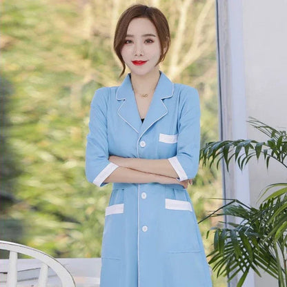 Beauty Salon Work Wear High Quality Spa Uniforms Tattooist Work Clothing Lab Coat Summer Purple Long Sleeve Scrubs Uniform New
