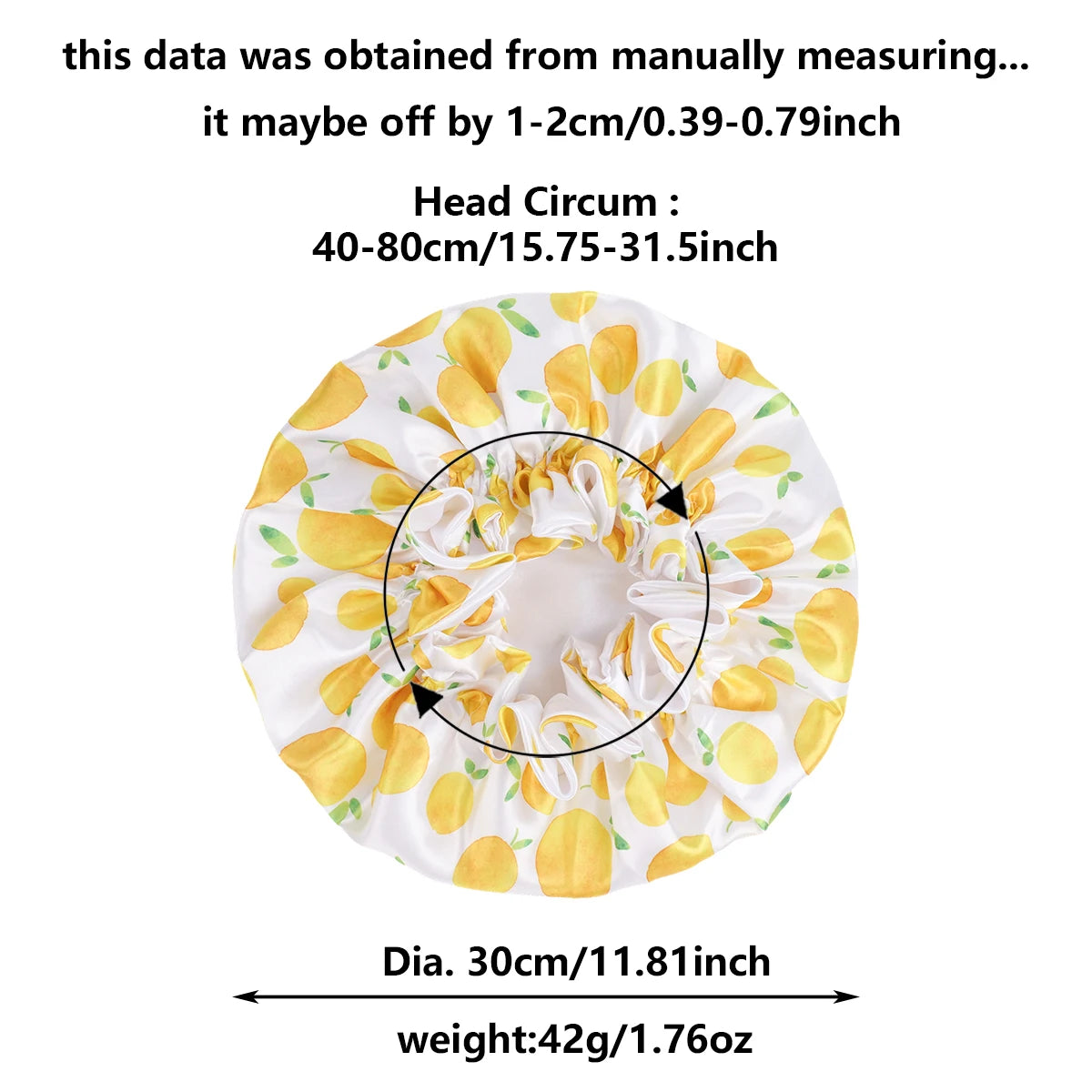 1 Piece Satin Silk Sleep Cap with Fruit Animal Print Double Layer Comfortable for Daily Use