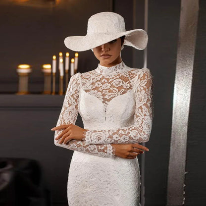 High Collar Women Wedding Dresses Gorgeous Sexy Sleeveless Mermaid Bridal Gowns Mopping Length Banquet Robe De Mariée Customized