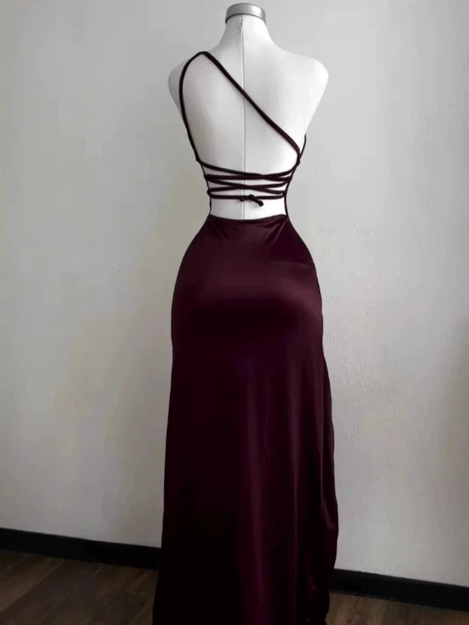 Sexy Hot Girls Slim Spaghetti Strap Long Dresses Women Solid Color Backless Package Hip Bodycon Slit Dress Party Club Vestidos