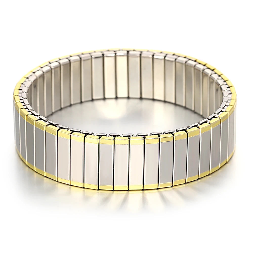 Freetry 18K Gold Plated Stainless Steel Adjustable Bracelet Fashion Elastic Metal Bracelet Trendy Jewelry Accessories Official