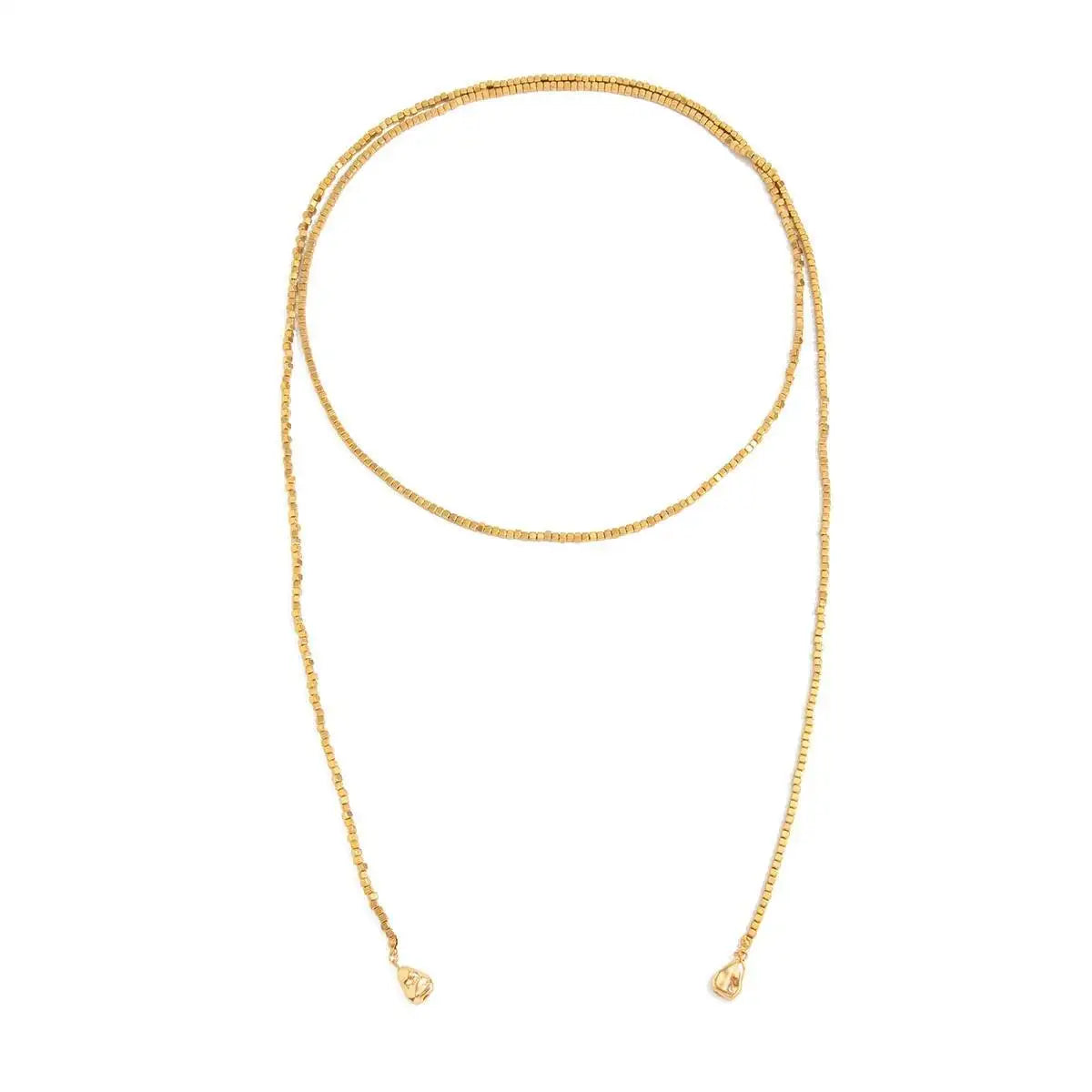 Salircon 2025 New Fashion Irregular Gold Color CCB Beaded Pendant Necklace Women Punk Multilayer Y-shaped Necklace Jewelry Gift