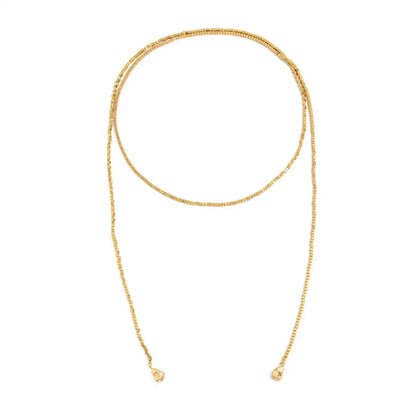 Salircon 2025 New Fashion Irregular Gold Color CCB Beaded Pendant Necklace Women Punk Multilayer Y-shaped Necklace Jewelry Gift