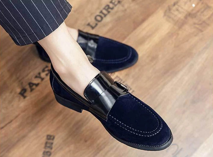 Suede Man Casual Shoe Flat Pointed Toe Office Loafers Height Increasing Leather Shoes For Men 2025 New Arrivals Luxury Sale