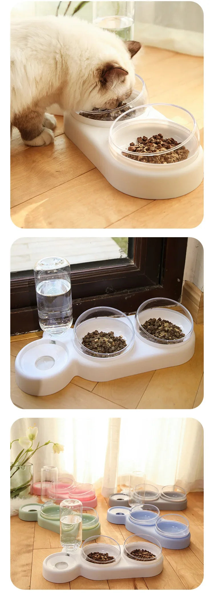 Pet Automatic Feeders 3 Bowl Pet Water Dispenser Feeders Large-diameter Dog Basin Cat Bowls Pet Automatic Feeders Wholesale