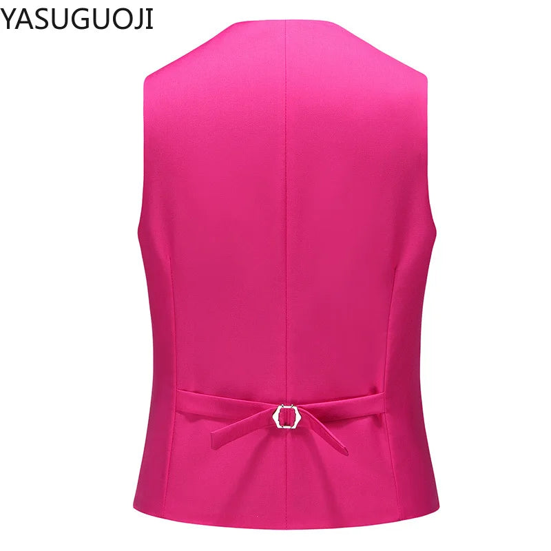 YASUGUOJI New Wedding Dress High-quality Men's Fashion Design Suit Vest Plus Size Men's Business Casual Suit Vest 15-colors