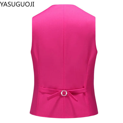 YASUGUOJI New Wedding Dress High-quality Men's Fashion Design Suit Vest Plus Size Men's Business Casual Suit Vest 15-colors