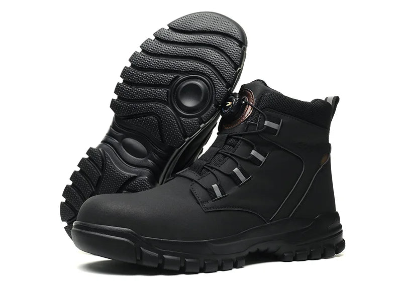 Rotating Button Work Shoes for Men Anti Puncture Work Sneakers Waterproof Work Safety Shoes Non Slip Steel Toe Tactical Boots