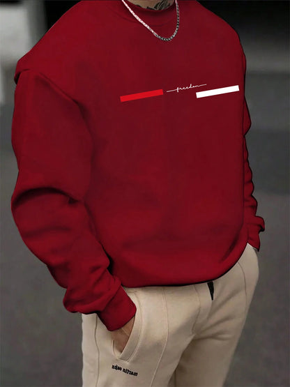 Men's autumn and winter fashionable casual loose freedom letter graphic printed long sleeved round neck sweatshirt