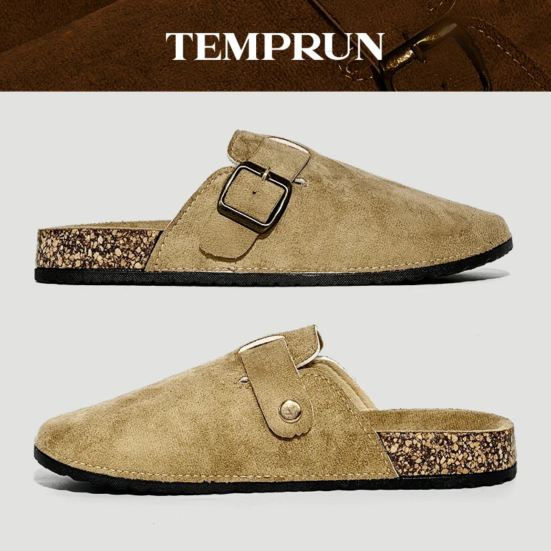 Women's Casual Closed Toe Flip-flops Summer Outdoor Slippers Couple's Flannel Sandals Comfortable Non-slip Wear-resistant Slides