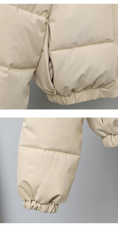 Winter Short Parkas Women's Cotton-padded Clothes Add Velvet Thicken Outerwear Fur Collar Removable Hooded Coats Warm Jackets