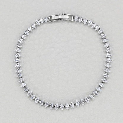 2.5*5mm New Marquise Oval Square Cut Luxury Silver Color on Hand Tennis Bracelet Bangle for Women Party Gift Jewelry