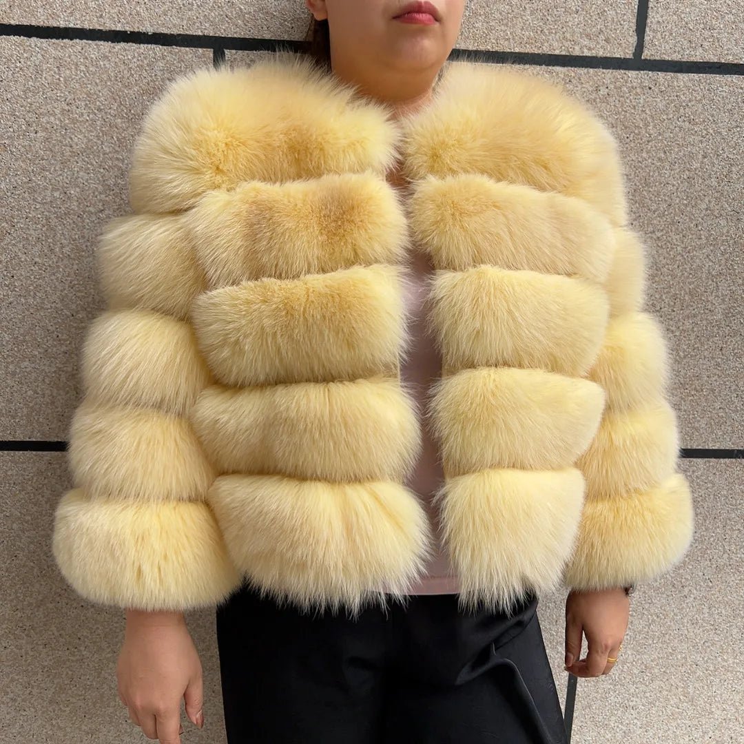 New Real fox fur coat women's winter warm 100% natural fur jacket Short Raccoon fur coat women's  high quality hot sale
