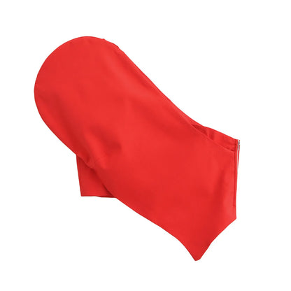 Fashion Asymmetrical Heart Shaped Crop Tops Woman New Women Vintage Sexy Sleeveless Off Shoulder Red Short Tops for Female Tops