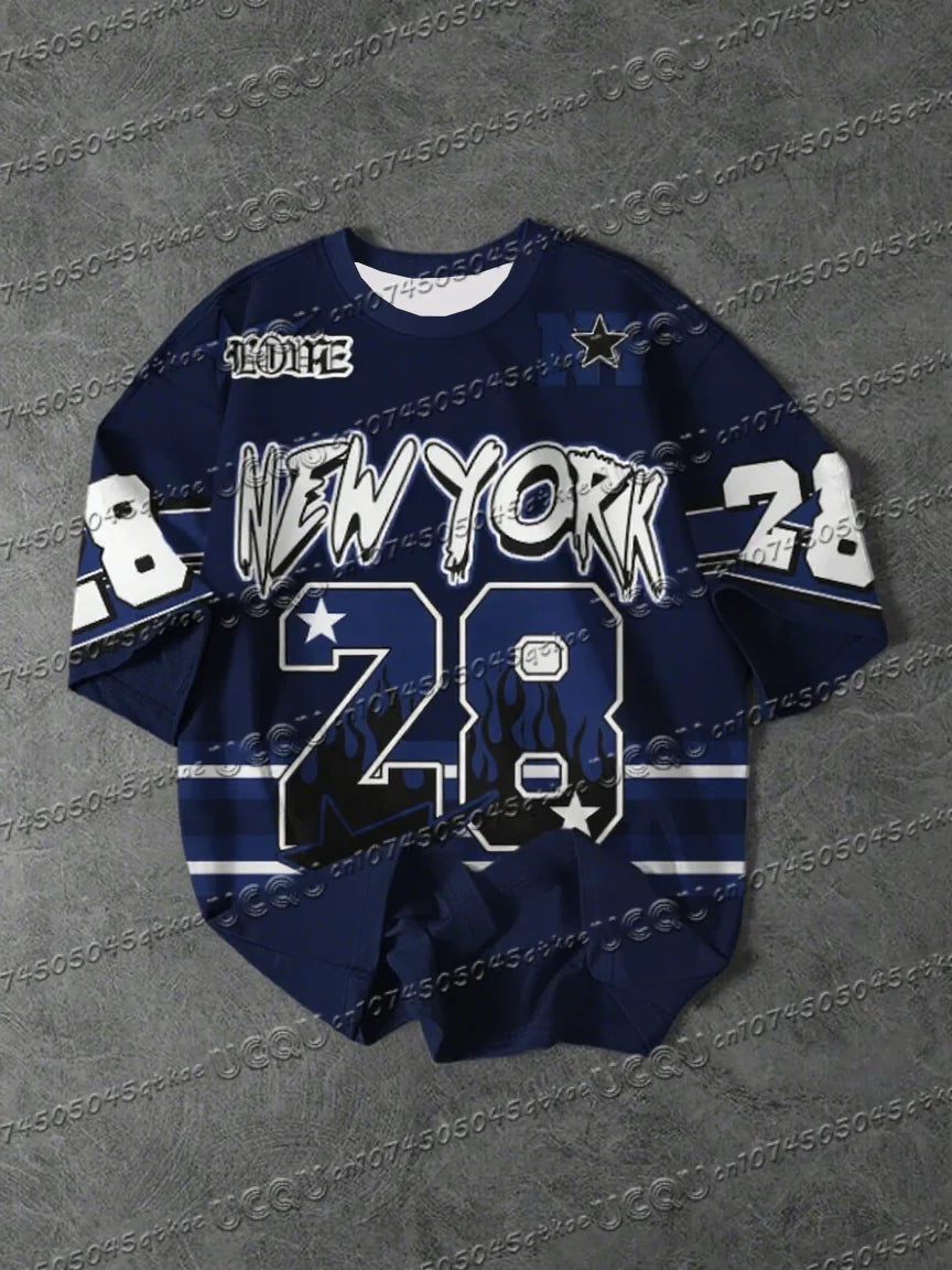 Men's Sports Jersey New York 28 Print Short Sleeve T-Shirt Summer Graphic Tee Baseball Jerseys Plus Size Women's Sport T-Shirt