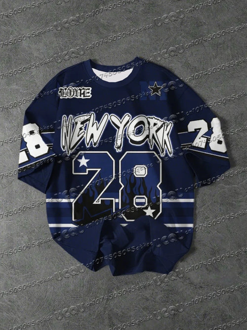 Men's Sports Jersey New York 28 Print Short Sleeve T-Shirt Summer Graphic Tee Baseball Jerseys Plus Size Women's Sport T-Shirt