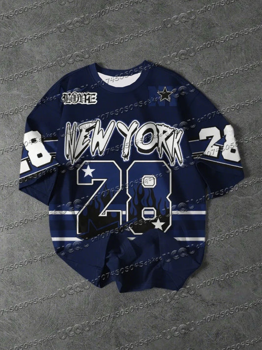 Men's Sports Jersey New York 28 Print Short Sleeve T-Shirt Summer Graphic Tee Baseball Jerseys Plus Size Women's Sport T-Shirt