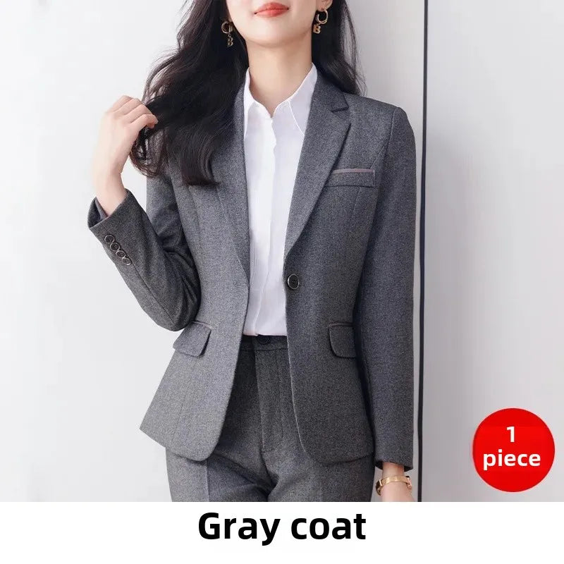 Elegant Western-Style Black Suit Jacket For Women Fashionable Professional Workwear Ideal For Interviews And Office Settings