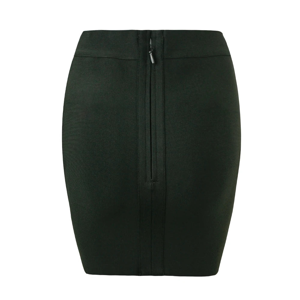 Ladies High Quality Rayon Black Thick Rayon Pencil Bandage Skirt Cute Mini Skirt